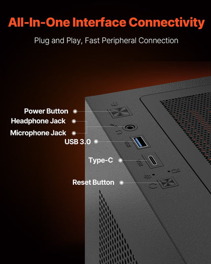 Mid-Tower ATX PC Gaming Case Computer Case with 6 x 120 mm PWM ARGB Fans - GoTypical