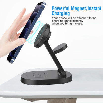 4-in-1 Magnetic Wireless Charging Station – 15W Fast Charge MagSafe Compatible - GoTypical