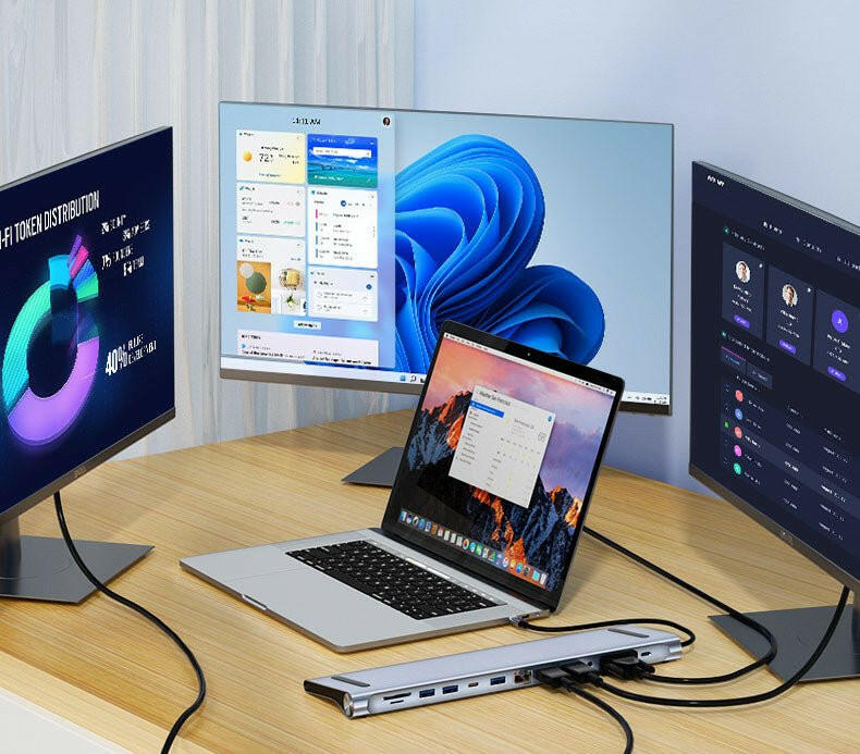 . Dual HDMI 12-in-1 Type-C Docking Station – Space Gray Aluminum - GoTypical