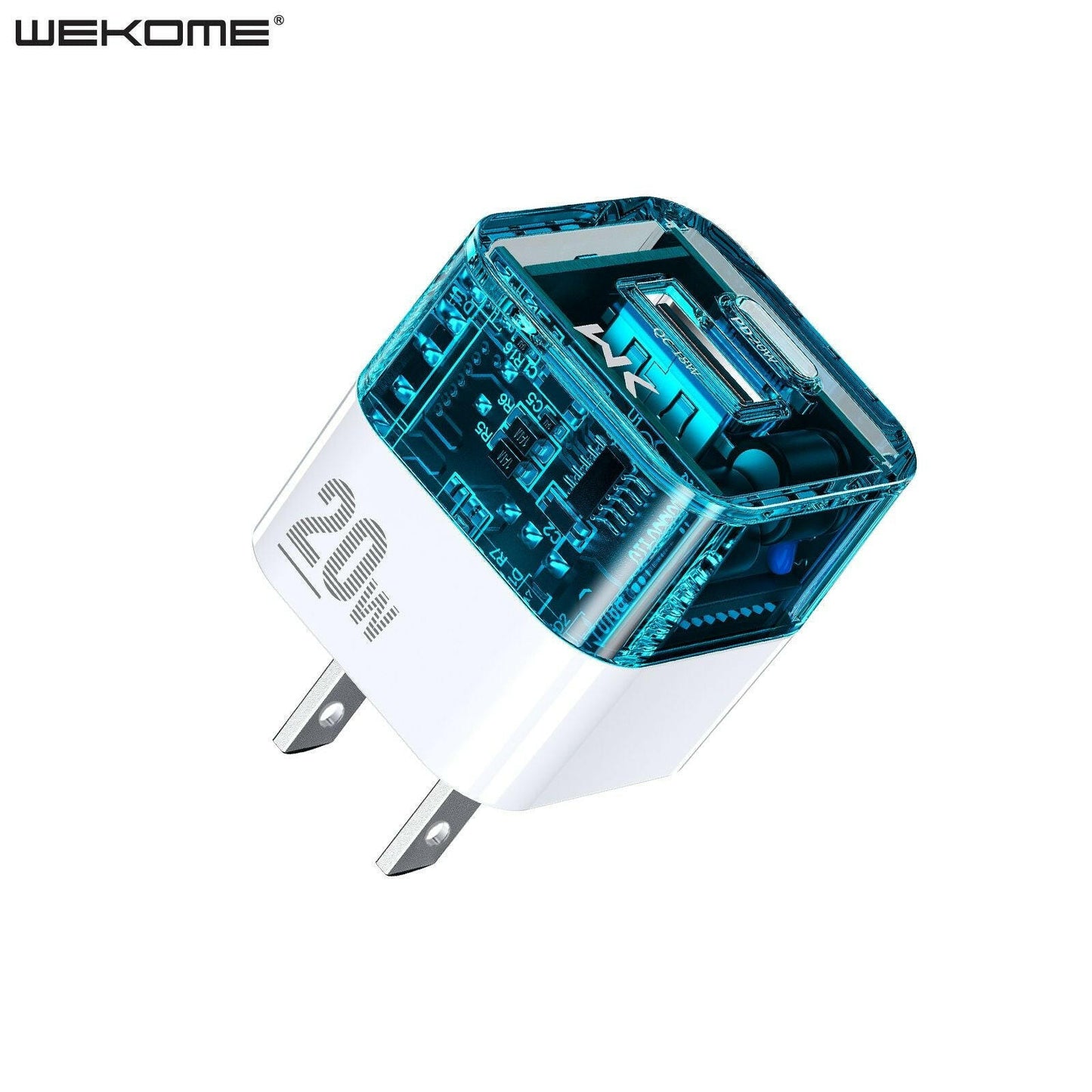 . Dual Port Transparent Wall Charger – PD20W Fast Charging USB QC3.0 - GoTypical