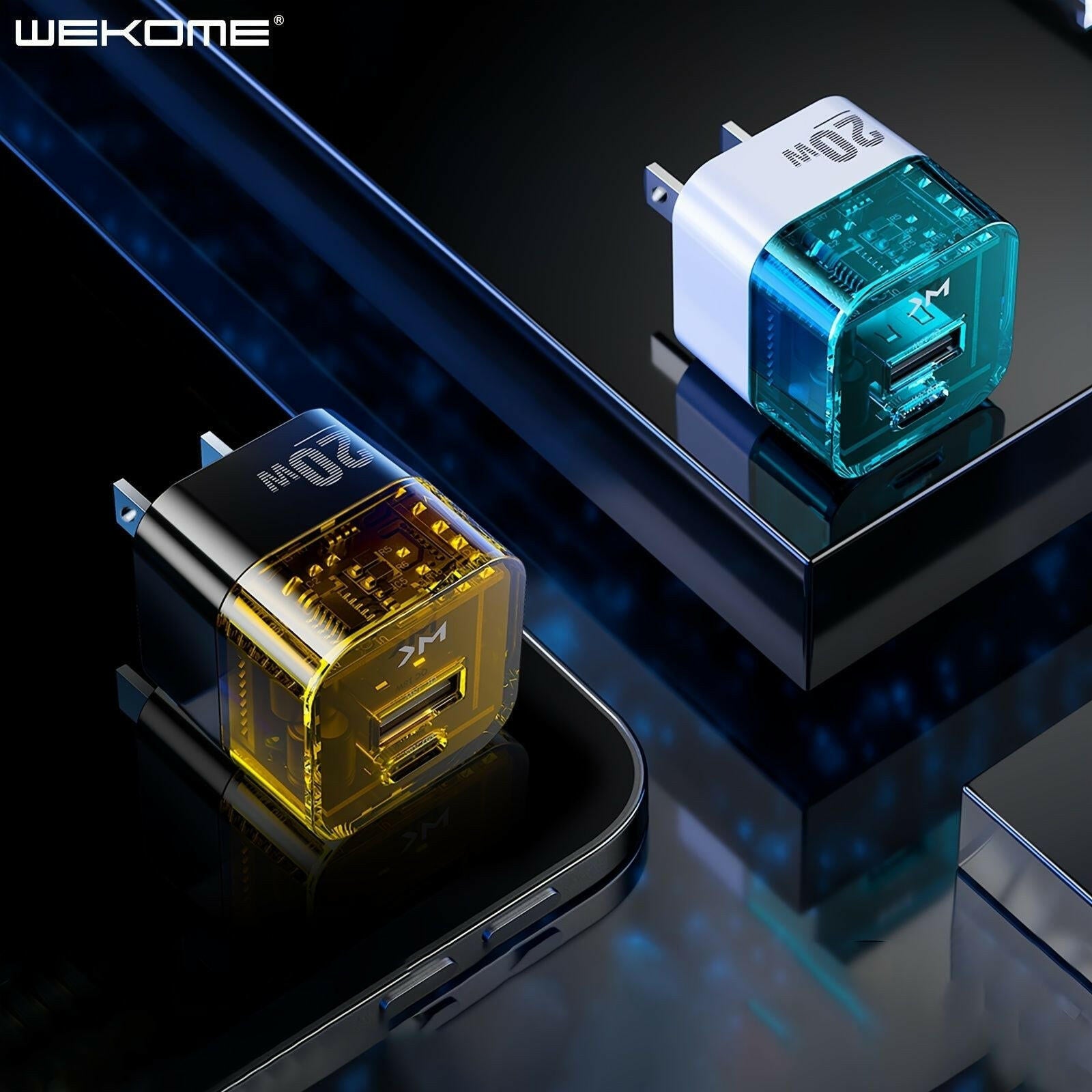 . Dual Port Transparent Wall Charger – PD20W Fast Charging USB QC3.0 - GoTypical