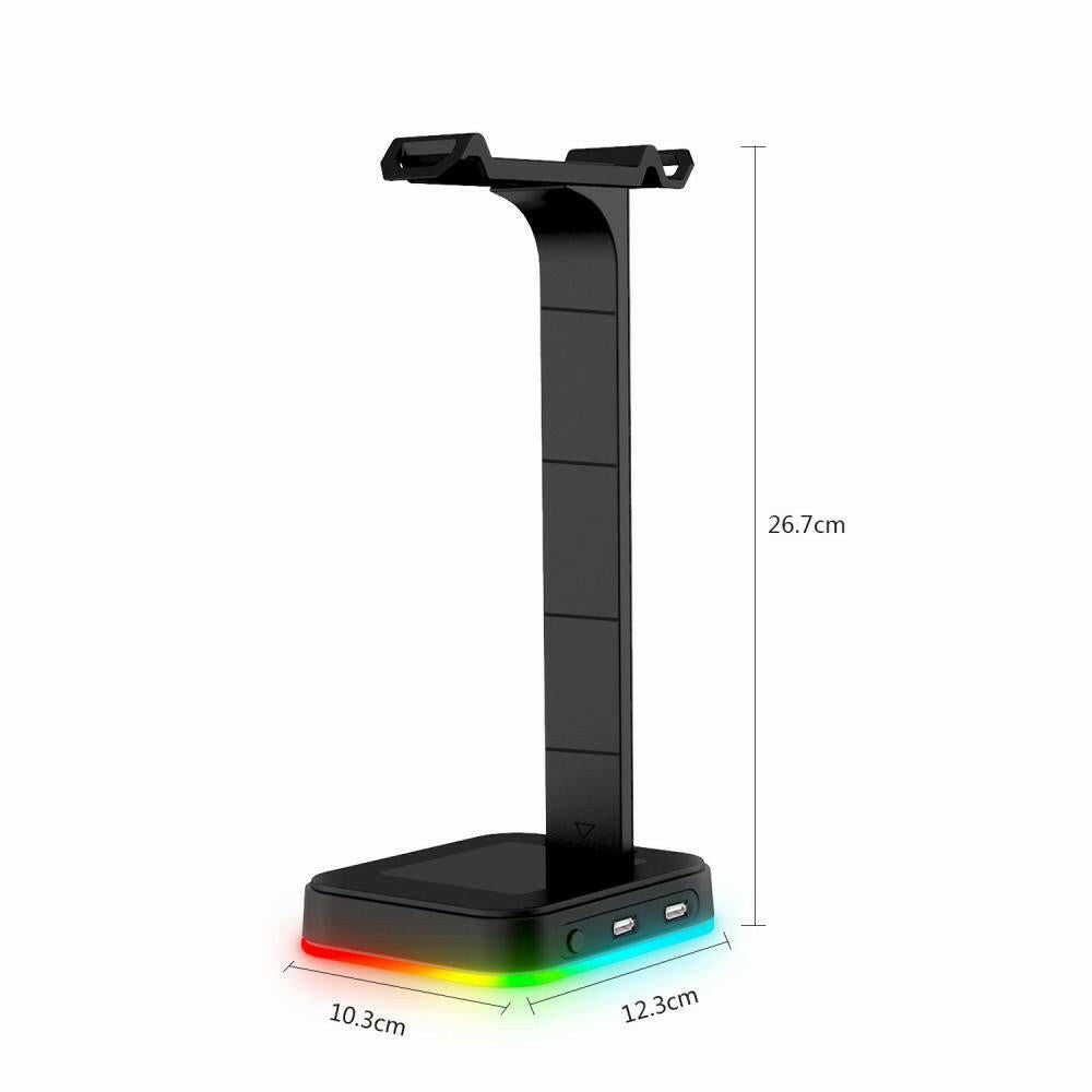 . RGB Earphone Holder – Aluminum Alloy Desktop Stand with USB Light - GoTypical