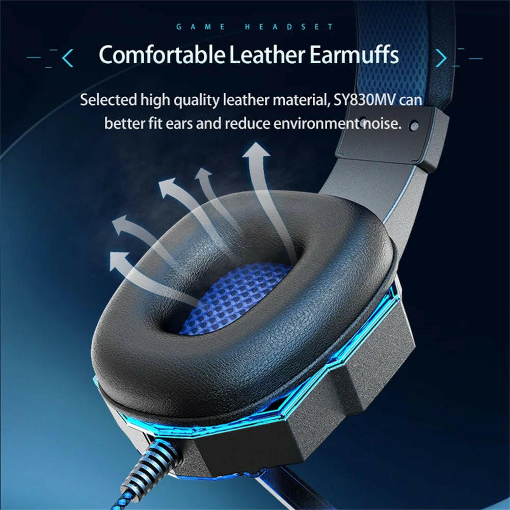 . Wired Gaming Earphones – Head Mounted with Red/Blue Lighting - GoTypical