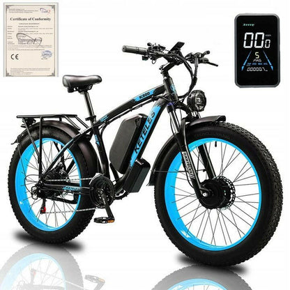 Electric Bike KETELES 48V 23AH Dual Motor 1000W x2 26" Fat Tire MTB - GoTypical