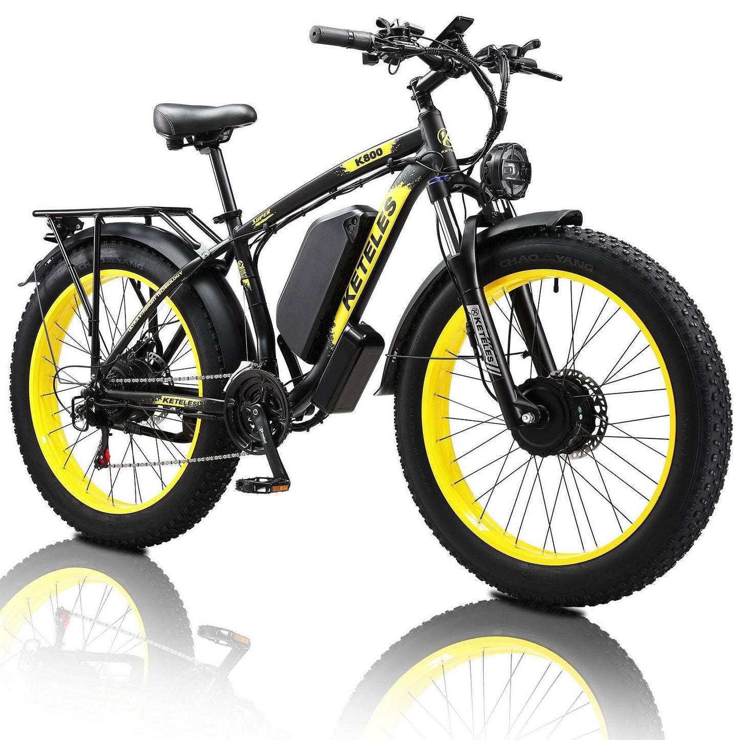 Electric Bike KETELES 48V 23AH Dual Motor 1000W x2 26" Fat Tire MTB - GoTypical