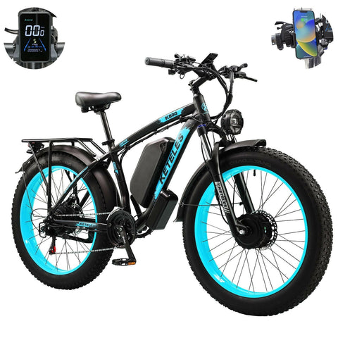 Electric Bike KETELES 48V 23AH Dual Motor 1000W x2 26" Fat Tire MTB - GoTypical