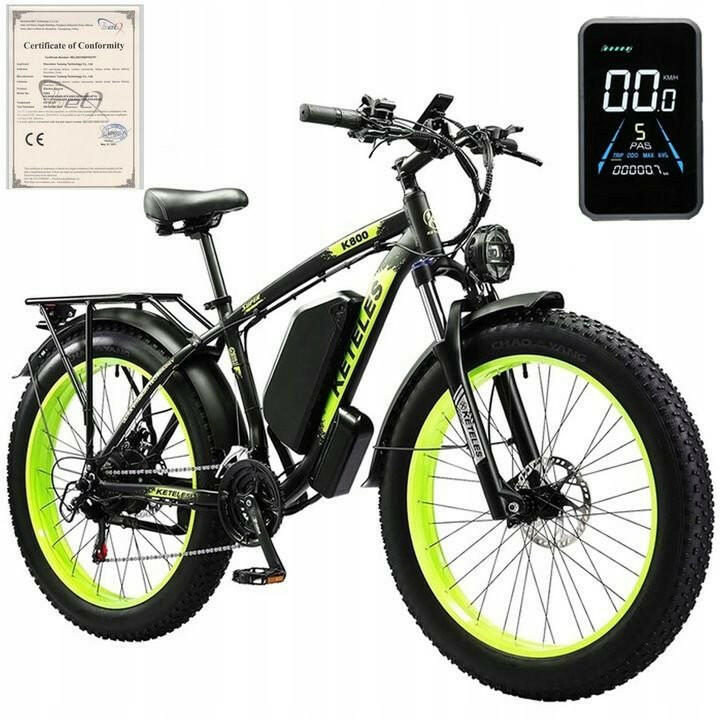 Electric Bike KETELES 48V 23AH Dual Motor 1000W x2 26" Fat Tire MTB - GoTypical