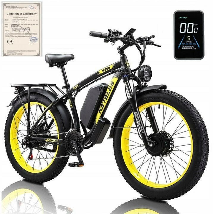 Electric Bike KETELES 48V 23AH Dual Motor 1000W x2 26" Fat Tire MTB - GoTypical