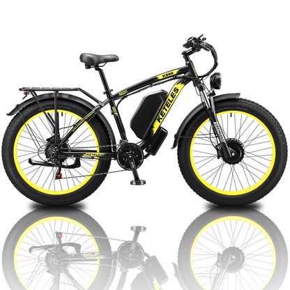 Electric Bike KETELES 48V 23AH Dual Motor 1000W x2 26" Fat Tire MTB - GoTypical
