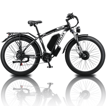 Electric Bike KETELES 48V 23AH Dual Motor 1000W x2 26" Fat Tire MTB - GoTypical