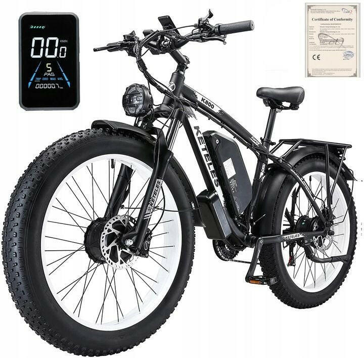 Electric Bike KETELES 48V 23AH Dual Motor 1000W x2 26" Fat Tire MTB - GoTypical