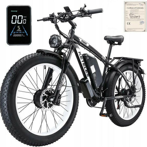 Electric Bike KETELES 48V 23AH Dual Motor 1000W x2 26" Fat Tire MTB - GoTypical