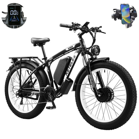 Electric Bike KETELES 48V 23AH Dual Motor 1000W x2 26" Fat Tire MTB - GoTypical