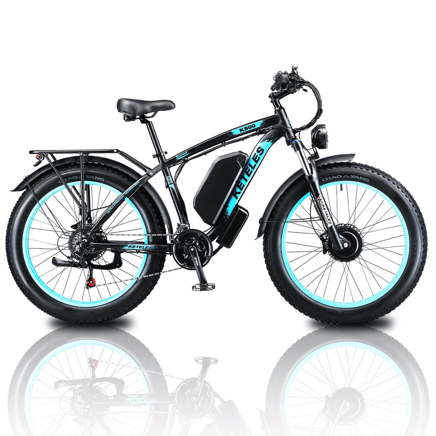 Electric Bike KETELES 48V 23AH Dual Motor 1000W x2 26" Fat Tire MTB - GoTypical