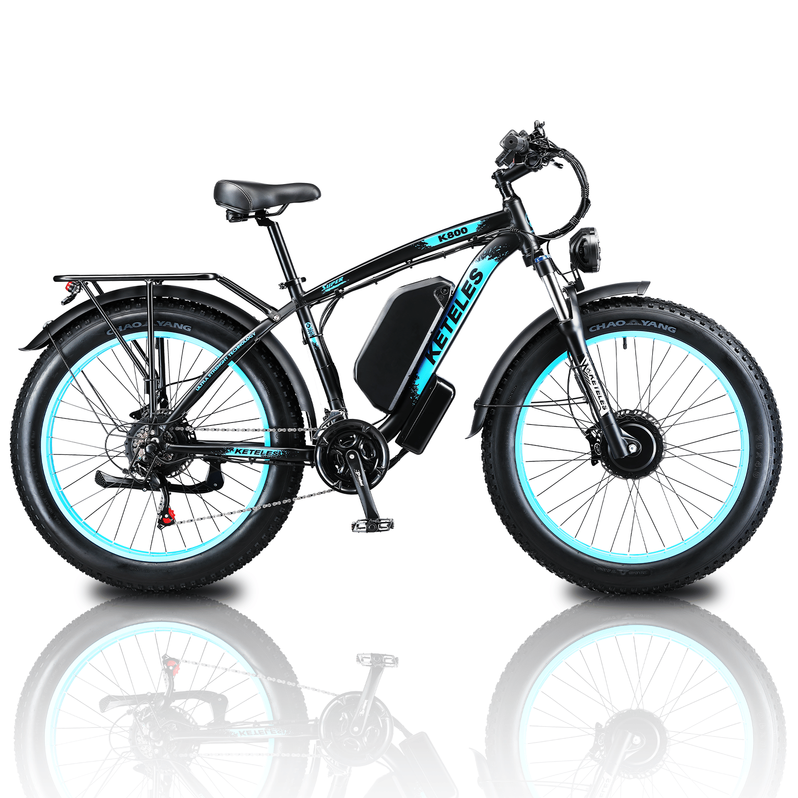 Electric Bike KETELES 48V 23AH Dual Motor 1000W x2 26" Fat Tire MTB - GoTypical