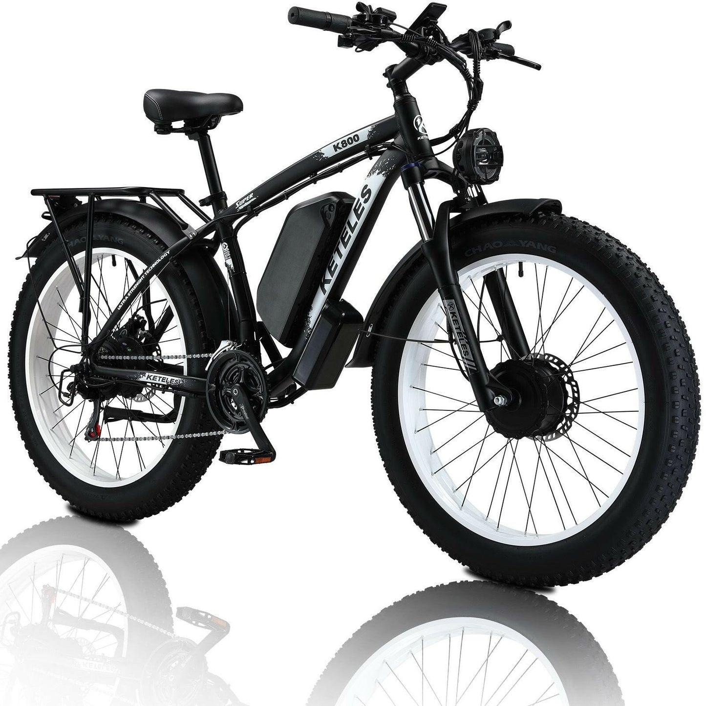 Electric Bike KETELES 48V 23AH Dual Motor 1000W x2 26" Fat Tire MTB - GoTypical