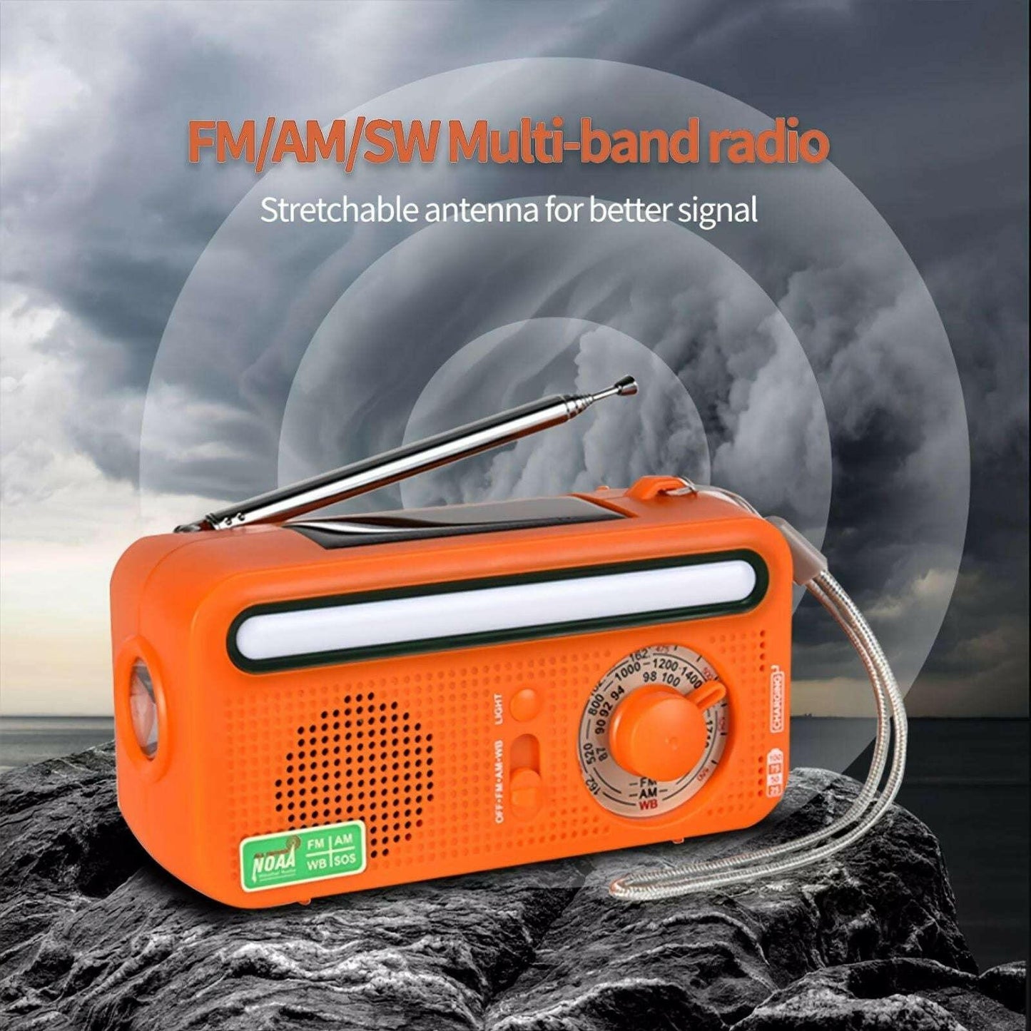 Emergency Radio Solar Hand Crank – Weather Radio with NOAA Alerts LED Flashlight - GoTypical