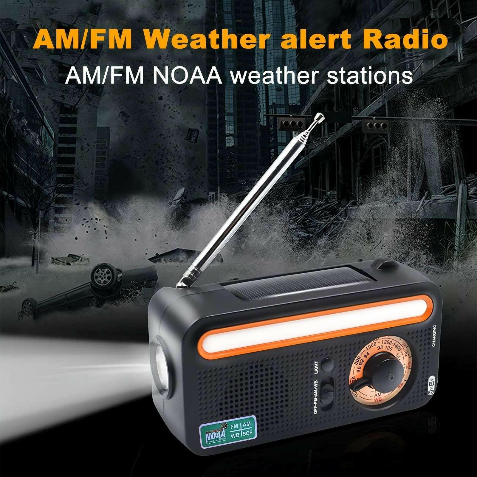 Emergency Radio Solar Hand Crank – Weather Radio with NOAA Alerts LED Flashlight - GoTypical