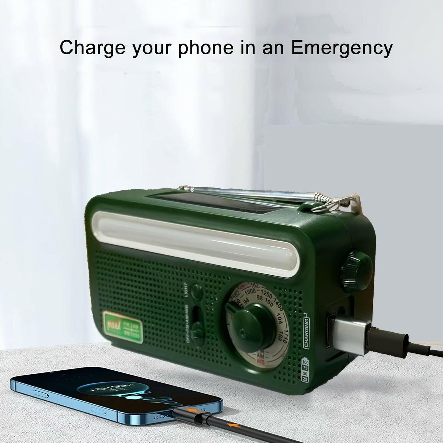 Emergency Radio Solar Hand Crank – Weather Radio with NOAA Alerts LED Flashlight - GoTypical