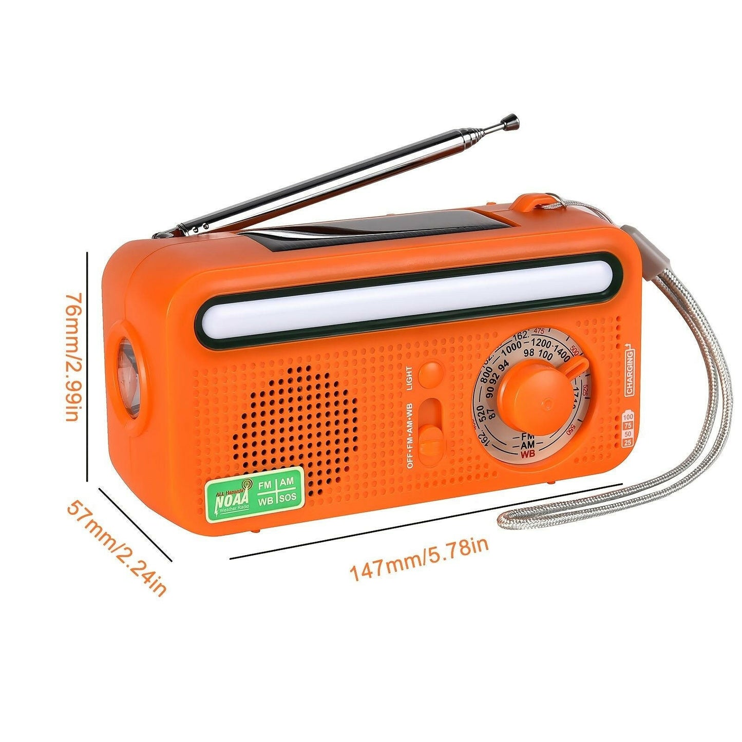 Emergency Radio Solar Hand Crank – Weather Radio with NOAA Alerts LED Flashlight - GoTypical