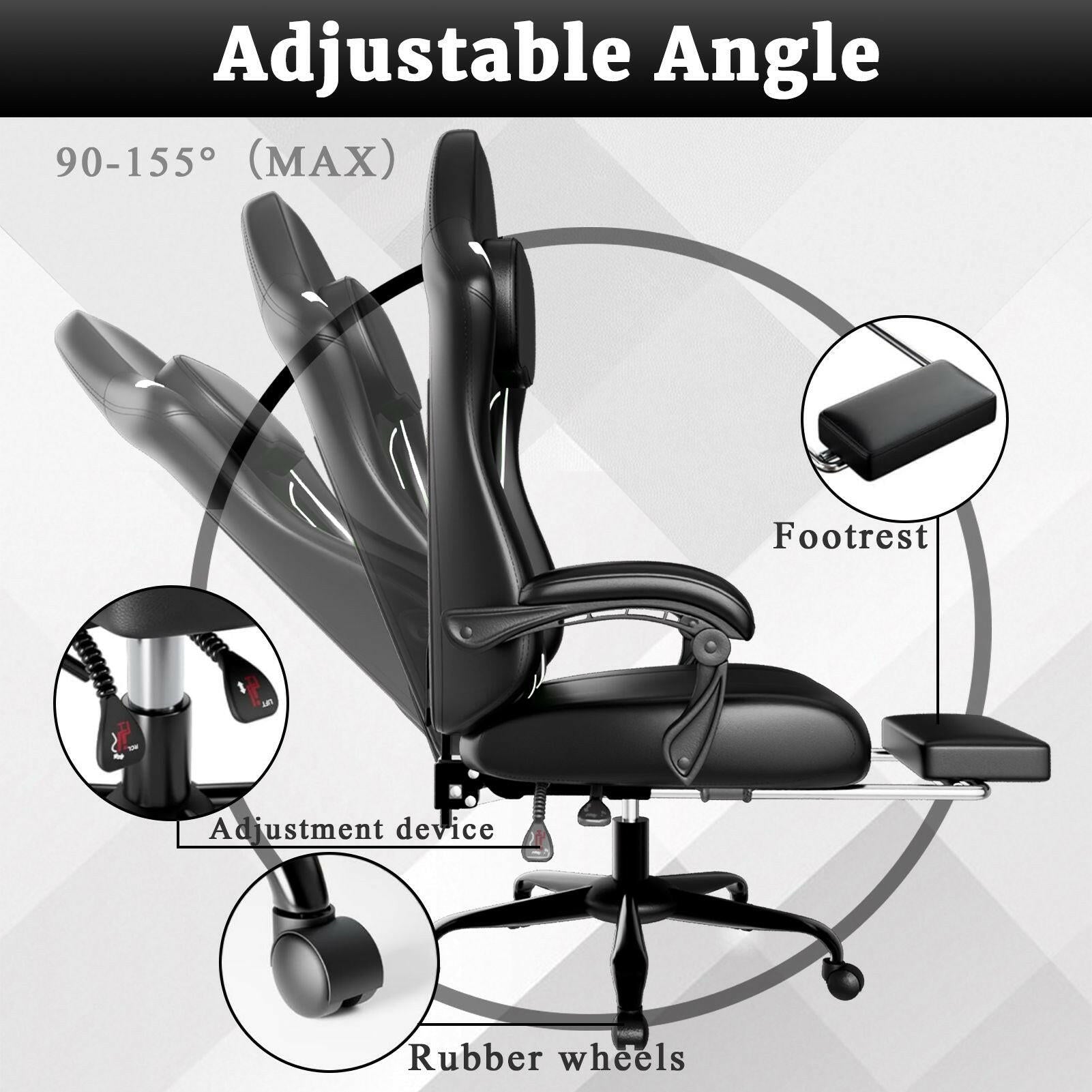 Ergonomic Gaming Chair – Electronic Pocket Spring Pad & Adjustable Footrest - GoTypical