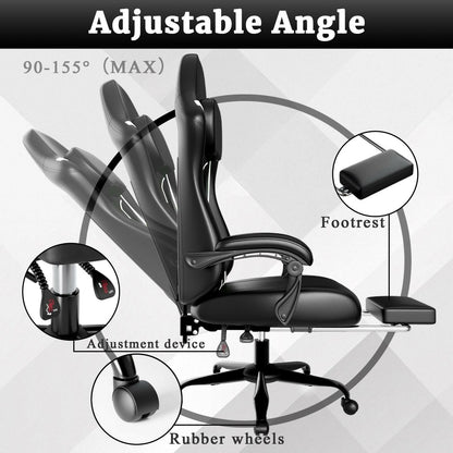 Ergonomic Gaming Chair – Electronic Pocket Spring Pad & Adjustable Footrest - GoTypical