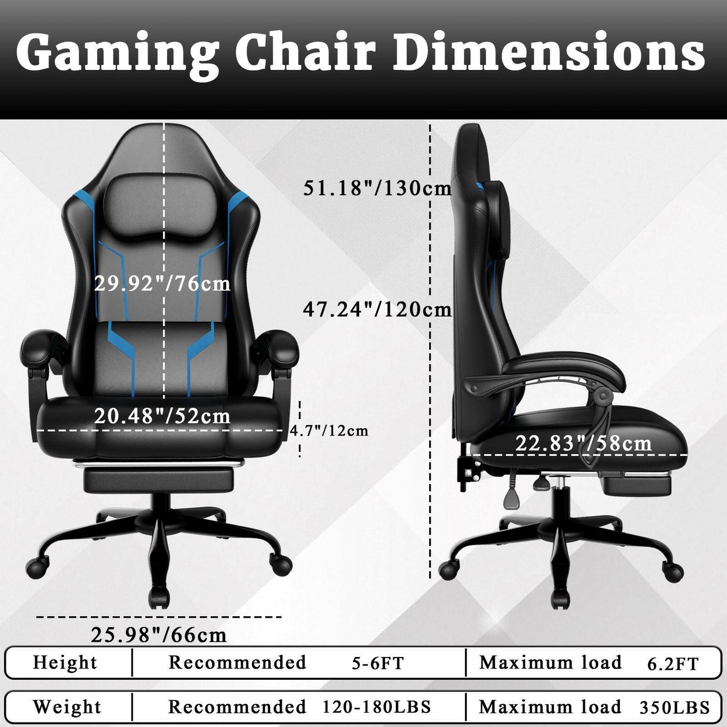 Ergonomic Gaming Chair – Electronic Pocket Spring Pad & Adjustable Footrest - GoTypical