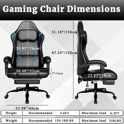 Ergonomic Gaming Chair – Electronic Pocket Spring Pad & Adjustable Footrest - GoTypical