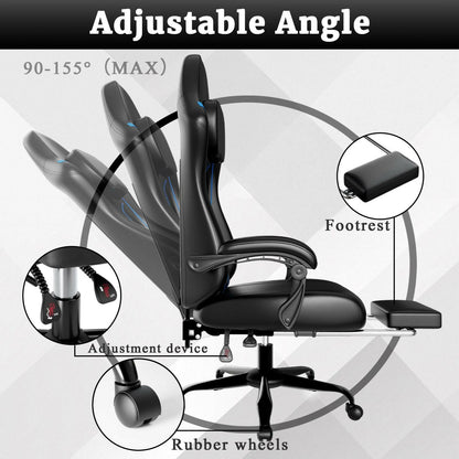 Ergonomic Gaming Chair – Electronic Pocket Spring Pad & Adjustable Footrest - GoTypical