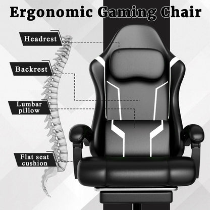Ergonomic Gaming Chair – Electronic Pocket Spring Pad & Adjustable Footrest - GoTypical