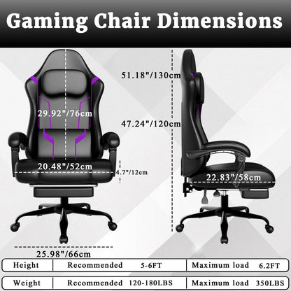 Ergonomic Gaming Chair – Electronic Pocket Spring Pad & Adjustable Footrest - GoTypical
