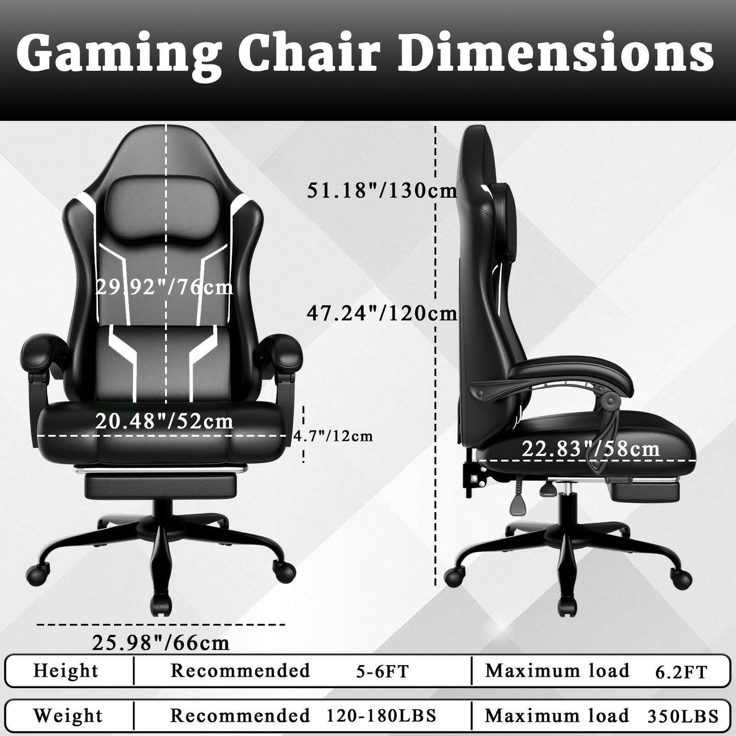 Ergonomic Gaming Chair – Electronic Pocket Spring Pad & Adjustable Footrest - GoTypical