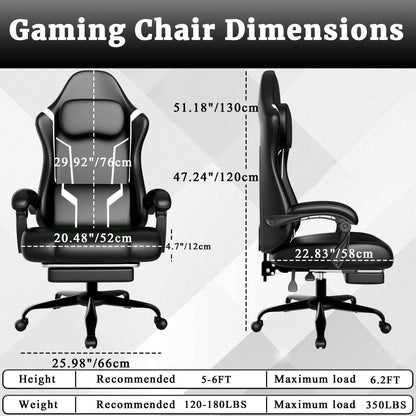 Ergonomic Gaming Chair – Electronic Pocket Spring Pad & Adjustable Footrest - GoTypical