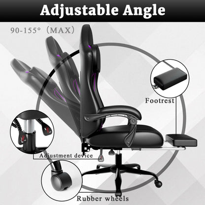 Ergonomic Gaming Chair – Electronic Pocket Spring Pad & Adjustable Footrest - GoTypical