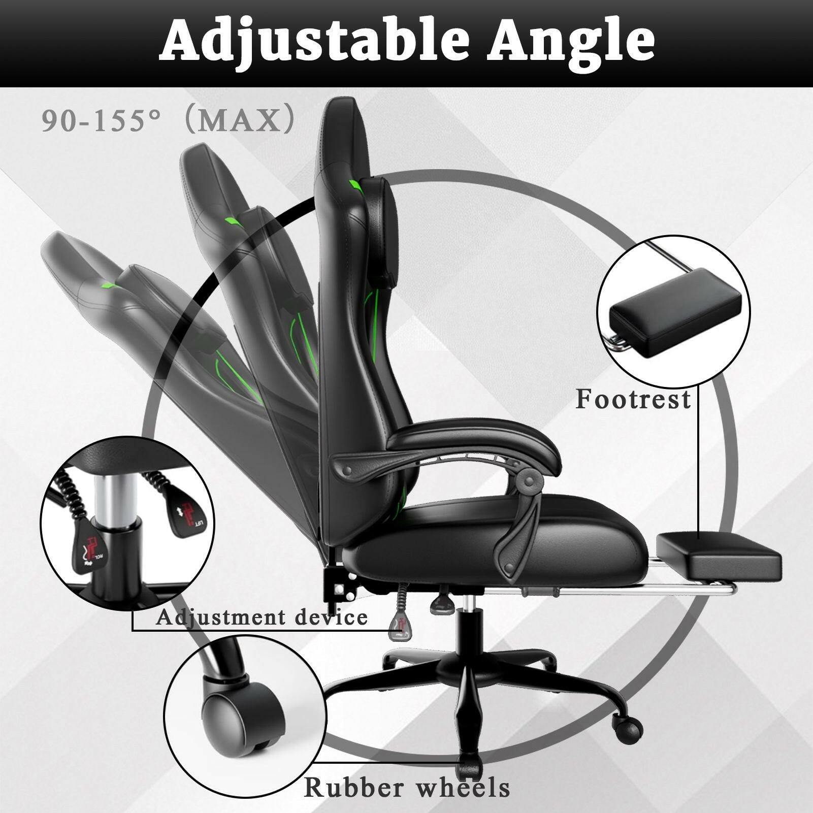 Ergonomic Gaming Chair – Electronic Pocket Spring Pad & Adjustable Footrest - GoTypical