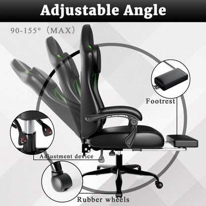 Ergonomic Gaming Chair – Electronic Pocket Spring Pad & Adjustable Footrest - GoTypical