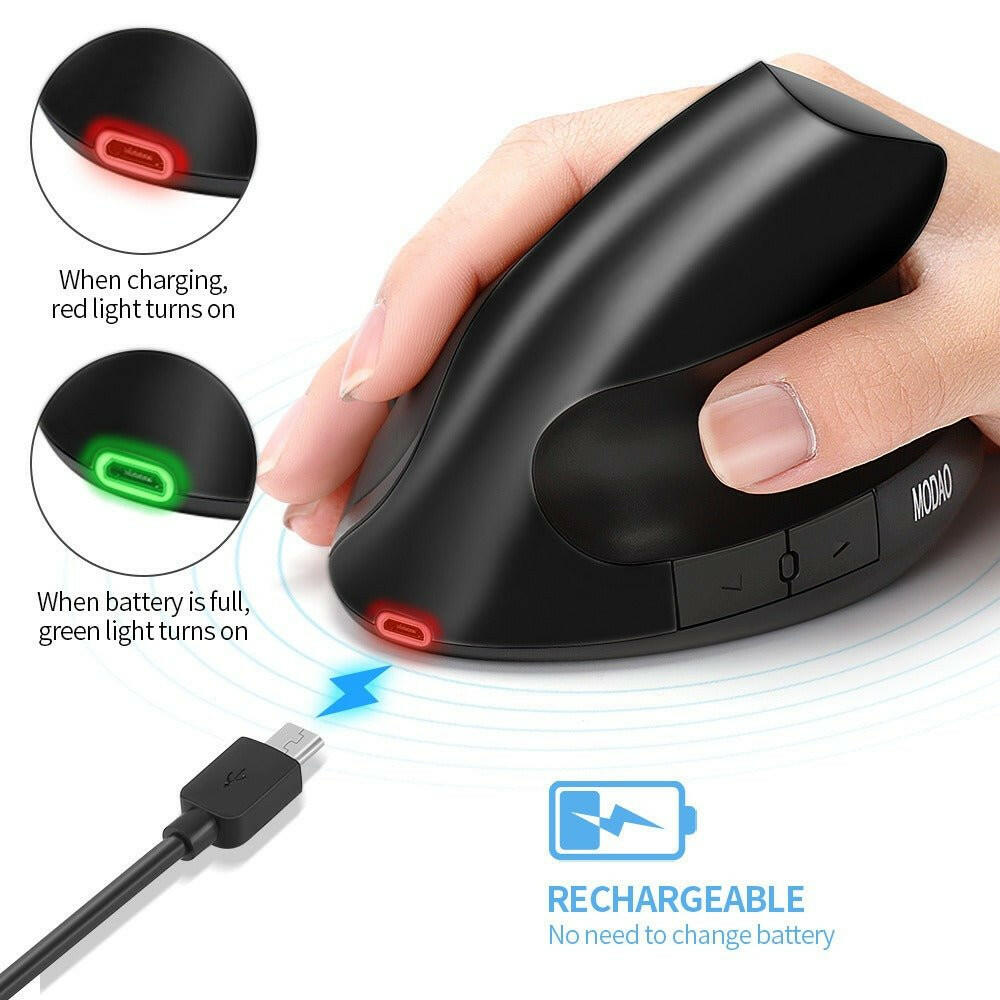 . Ergonomic Wireless Mouse – Vertical Silent Rechargeable 2.4G - GoTypical
