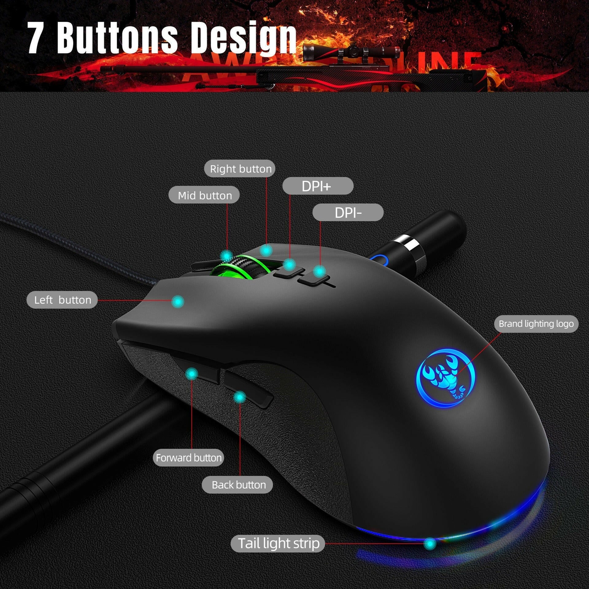 . Wired RGB Gaming Mouse – Luminous Esports USB Mouse - GoTypical