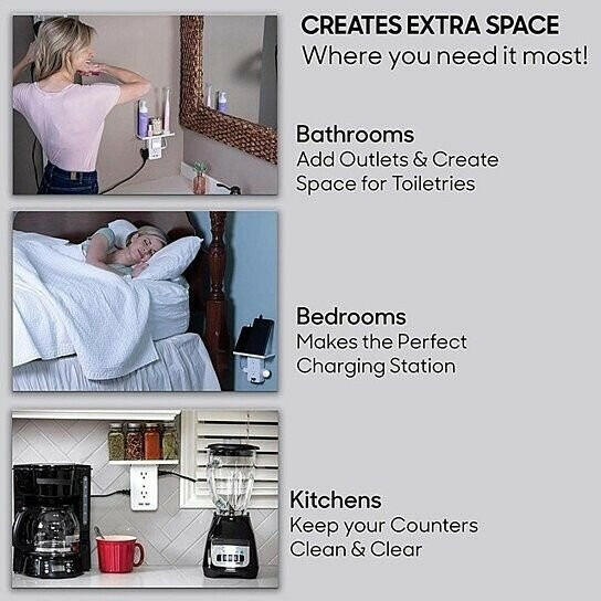 Multi Charge Wall Outlet – Executive Shelf with Surge Protector & 3 USB Ports - GoTypical