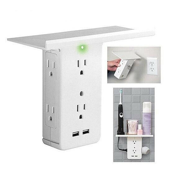 Multi Charge Wall Outlet – Executive Shelf with Surge Protector & 3 USB Ports - GoTypical