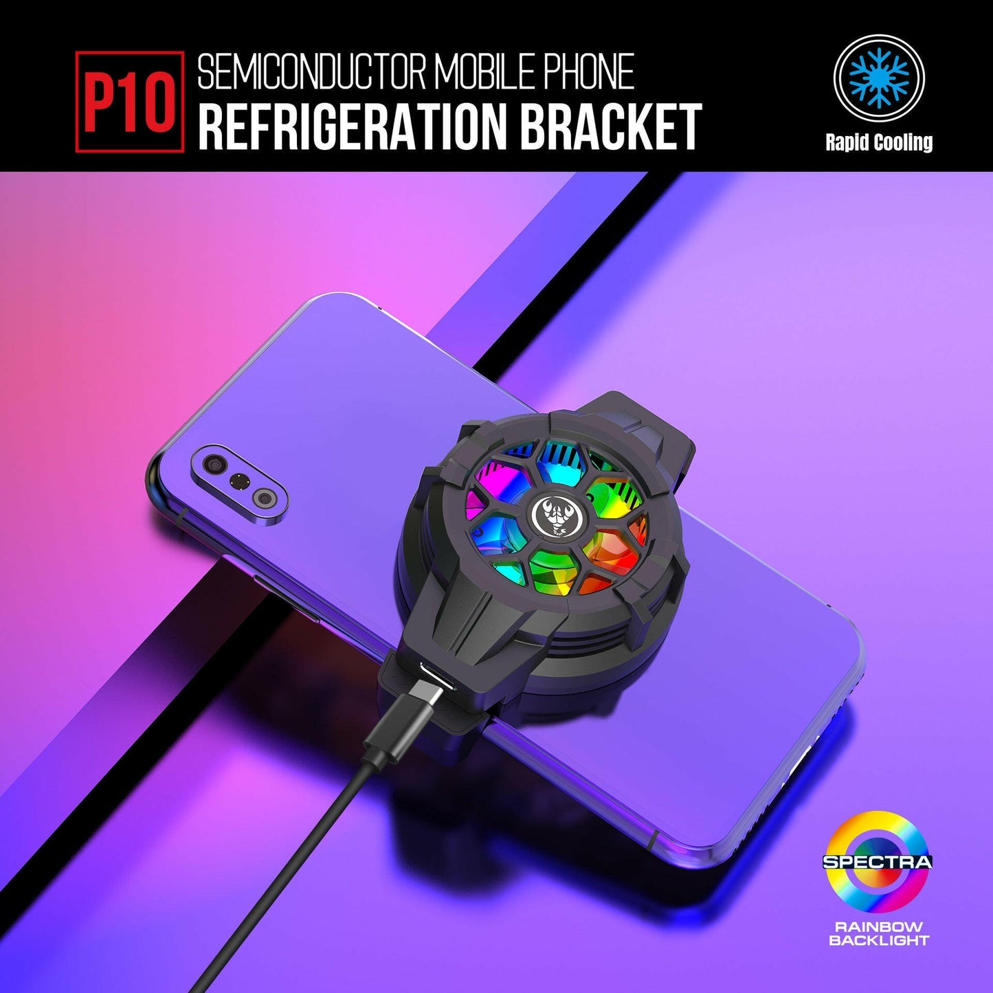 . Gaming Phone Cooler – Semiconductor Heat Dissipation Clip with Colorful Lights - GoTypical