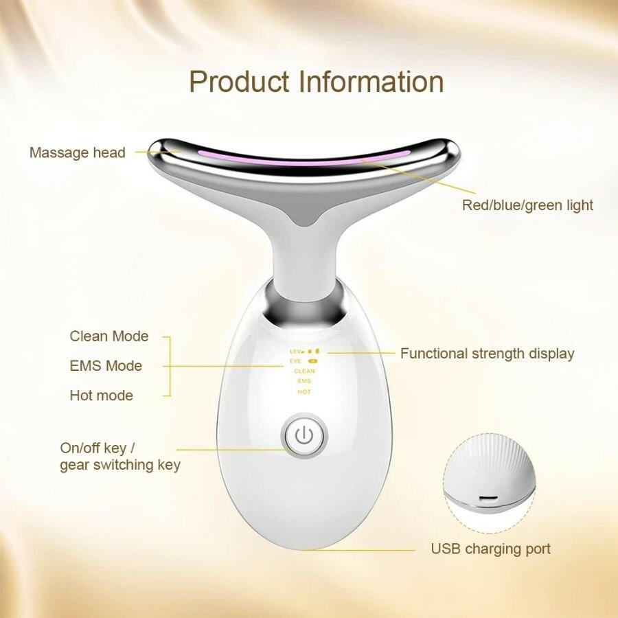 EMS Face And Neck Massager – 3 Colors Microcurrent Beauty Device Anti-Aging - GoTypical