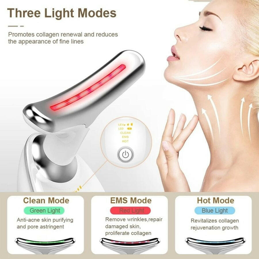 EMS Face And Neck Massager – 3 Colors Microcurrent Beauty Device Anti-Aging - GoTypical