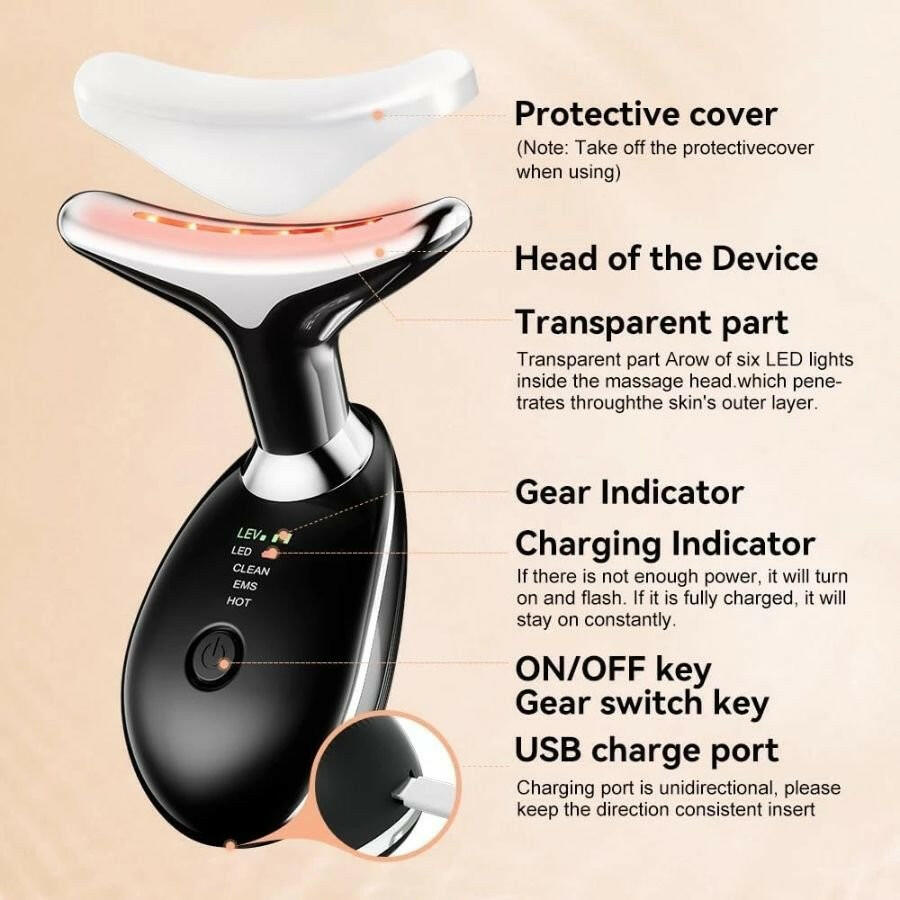 EMS Face And Neck Massager – 3 Colors Microcurrent Beauty Device Anti-Aging - GoTypical