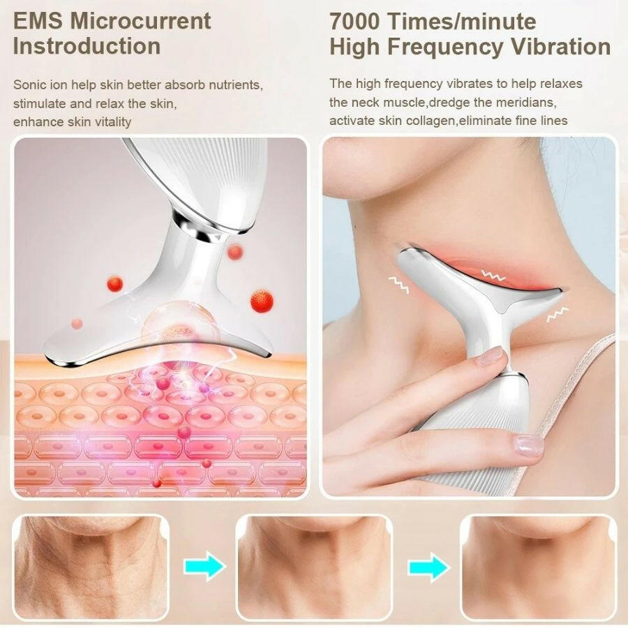 EMS Face And Neck Massager – 3 Colors Microcurrent Beauty Device Anti-Aging - GoTypical