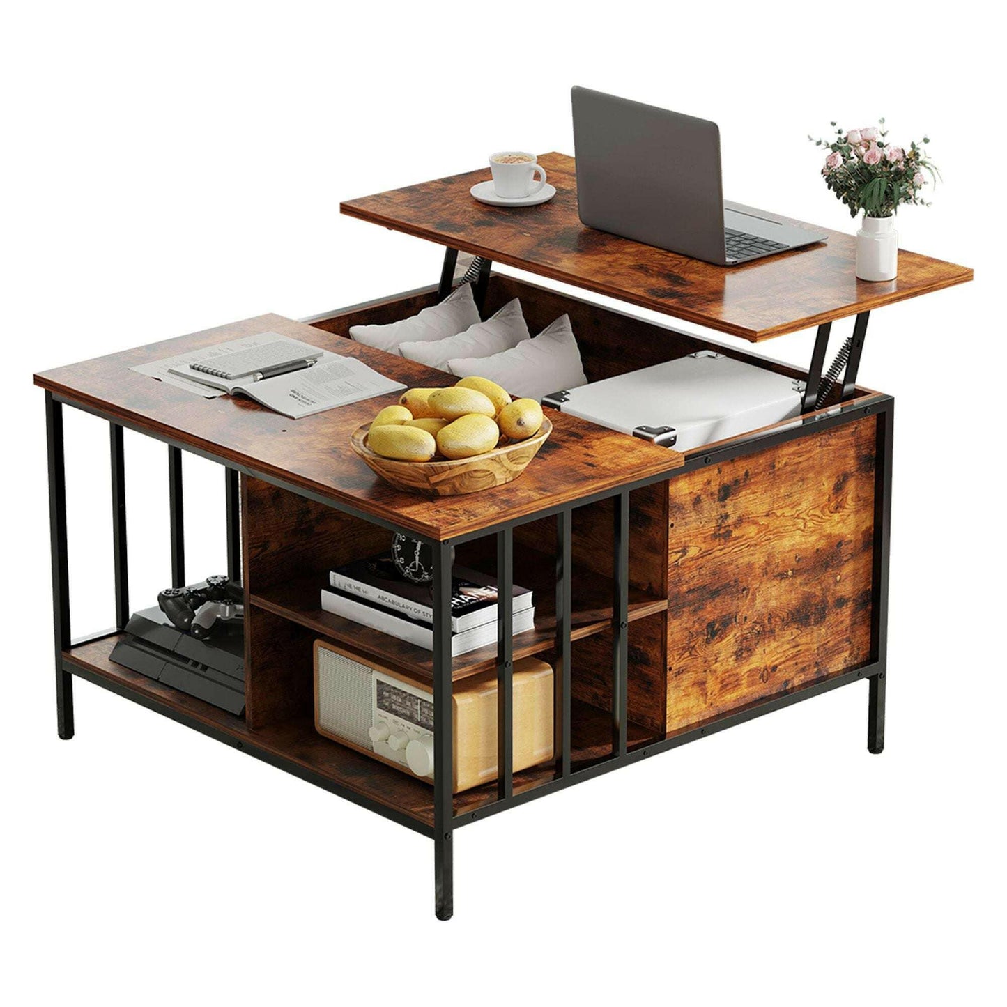 . Farmhouse Lift-Top Coffee Table – Adjustable Height, Hidden Storage - GoTypical