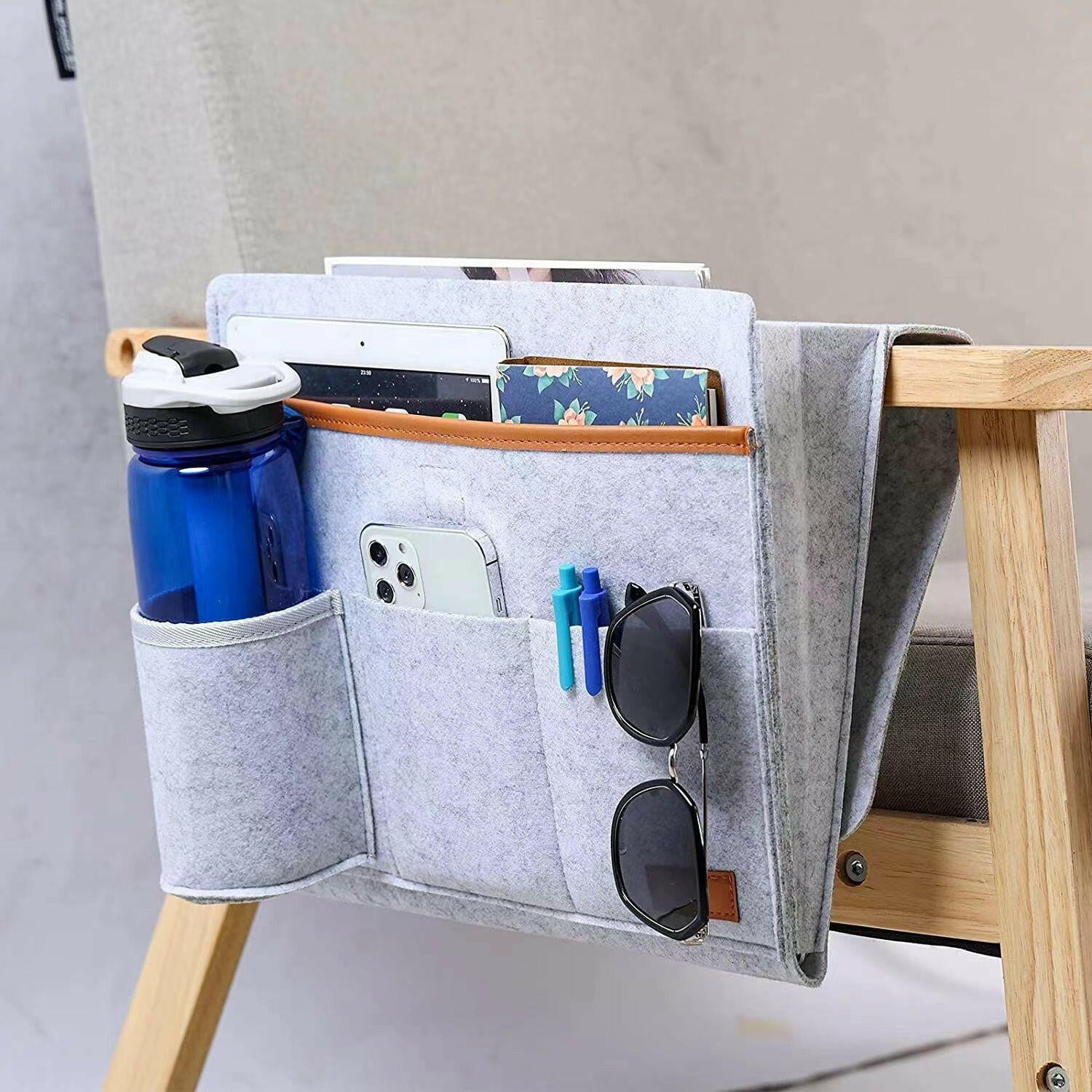Felt Bedside Organizer – Multi-Pocket Hanging Caddy for Bed & Couch - GoTypical