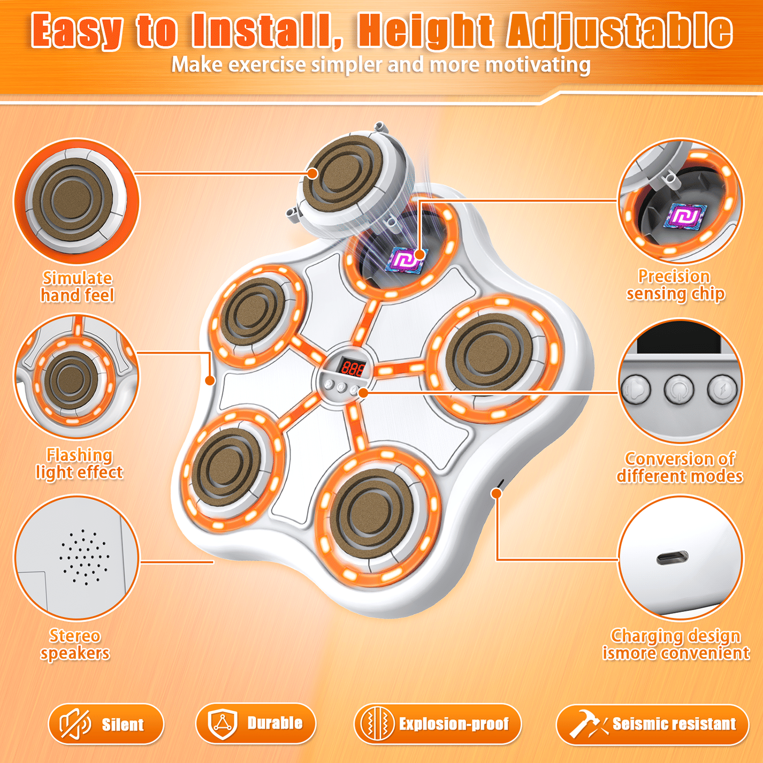 Smart Music Boxing Machine – Wall Mounted Training Equipment with Bluetooth - GoTypical