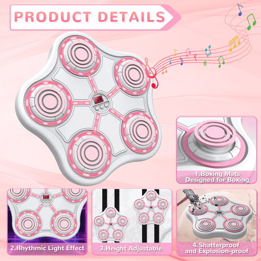 Five Key Boxing Target – Kids Fitness Training with Pink LED Lights - GoTypical