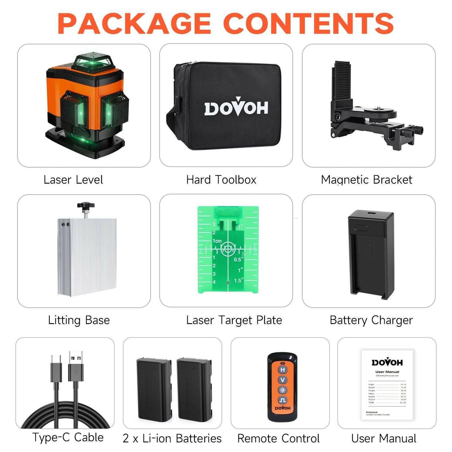 Laser Level 4x360° 16 Lines – Dovoh K4-360G Self-Leveling Outdoor - GoTypical